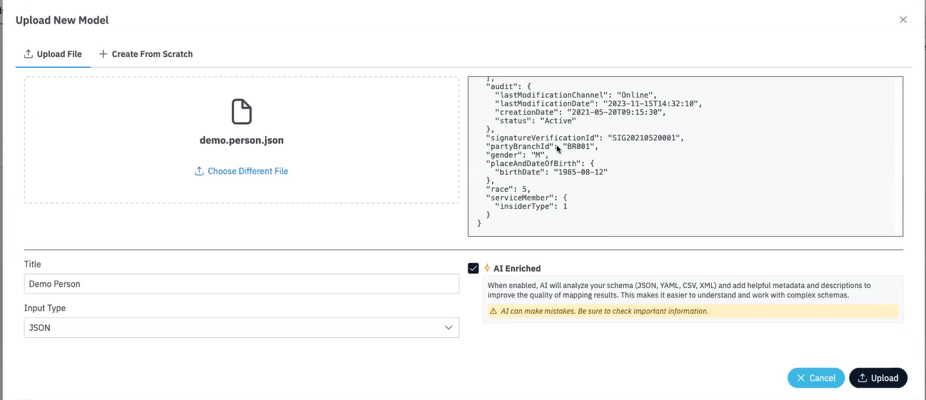 file model addition that will be uploaded with enriched content