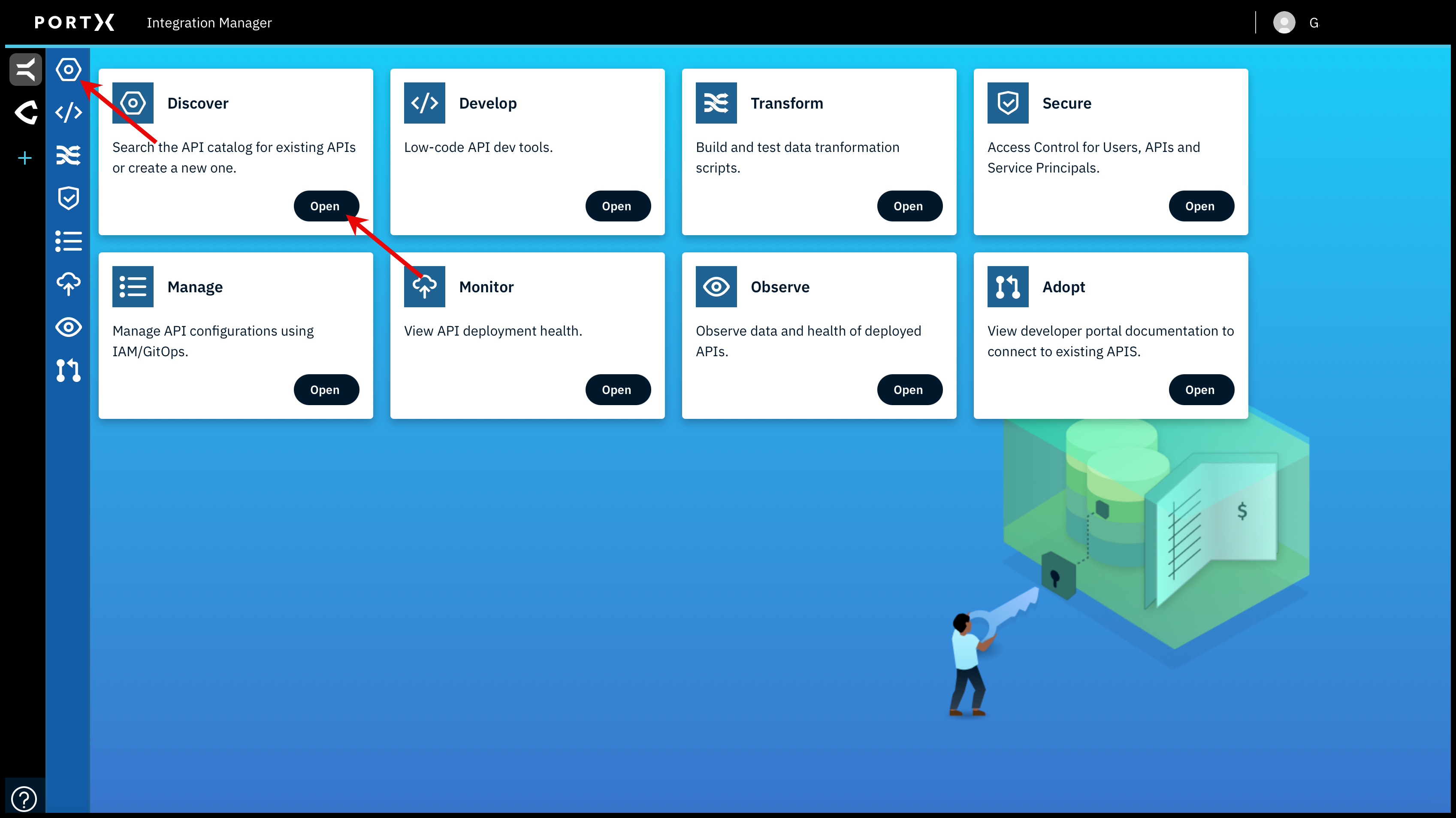 Figure 1. The PortX Integration Manager Main Page—Select Discover Module