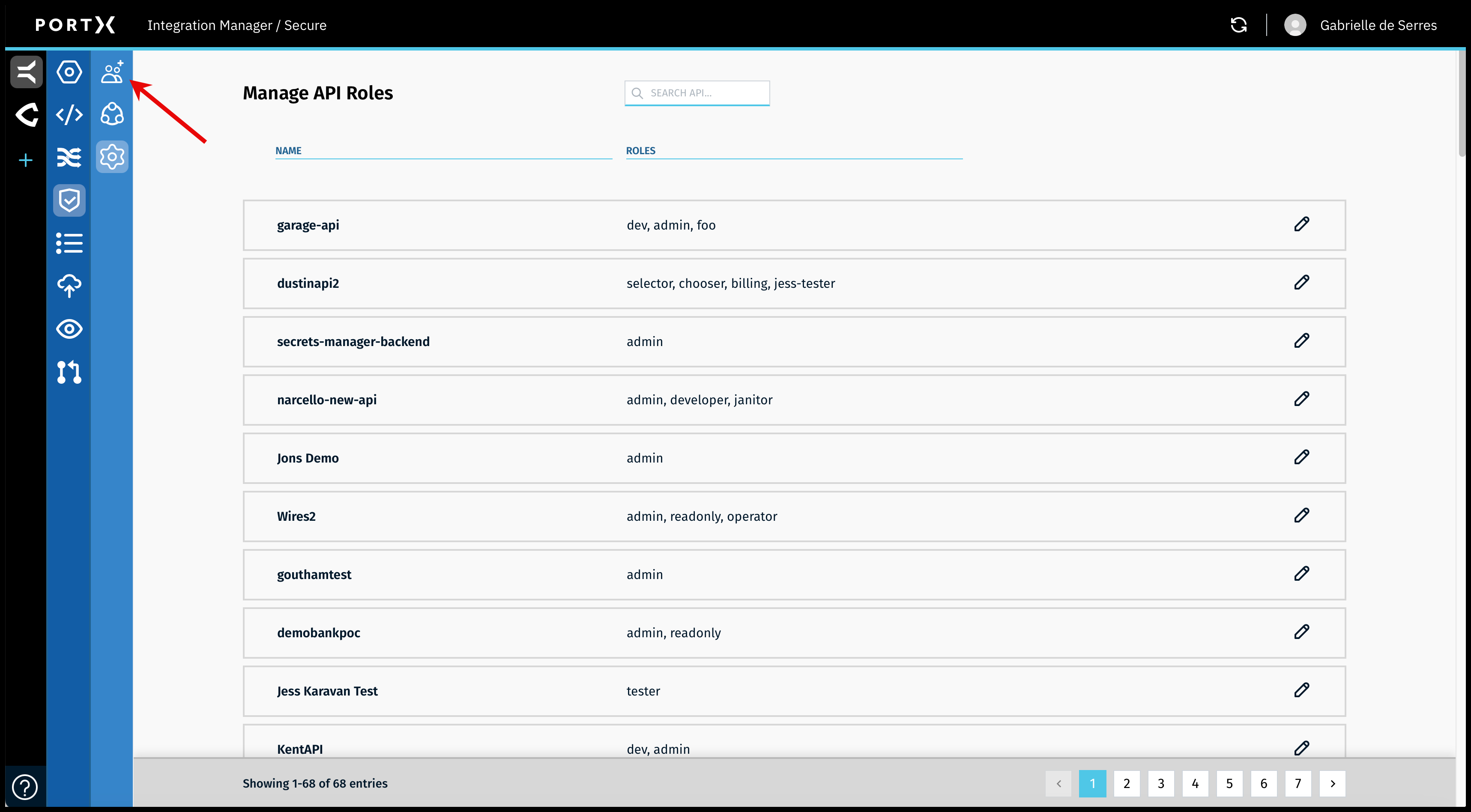 Figure 21. The Secure Module Main Page—Manage API Roles Page—Select Manage Users