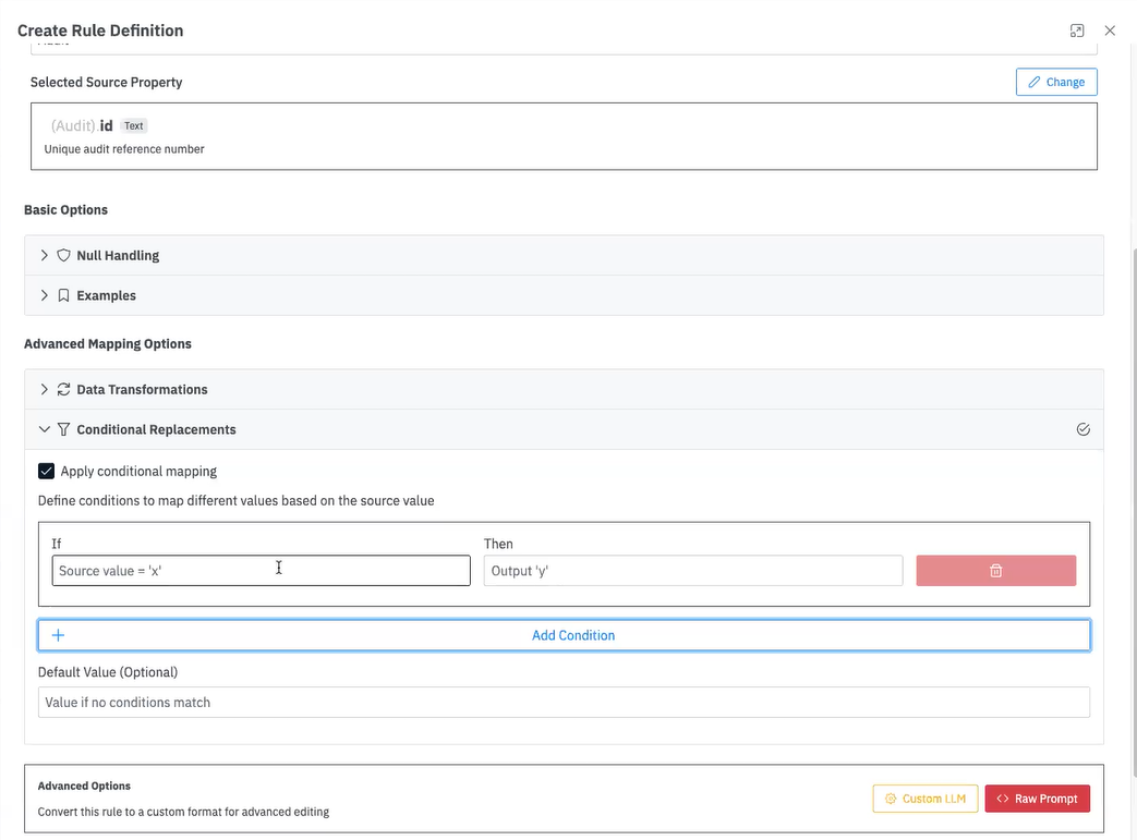 edit a custom conditional transformation
