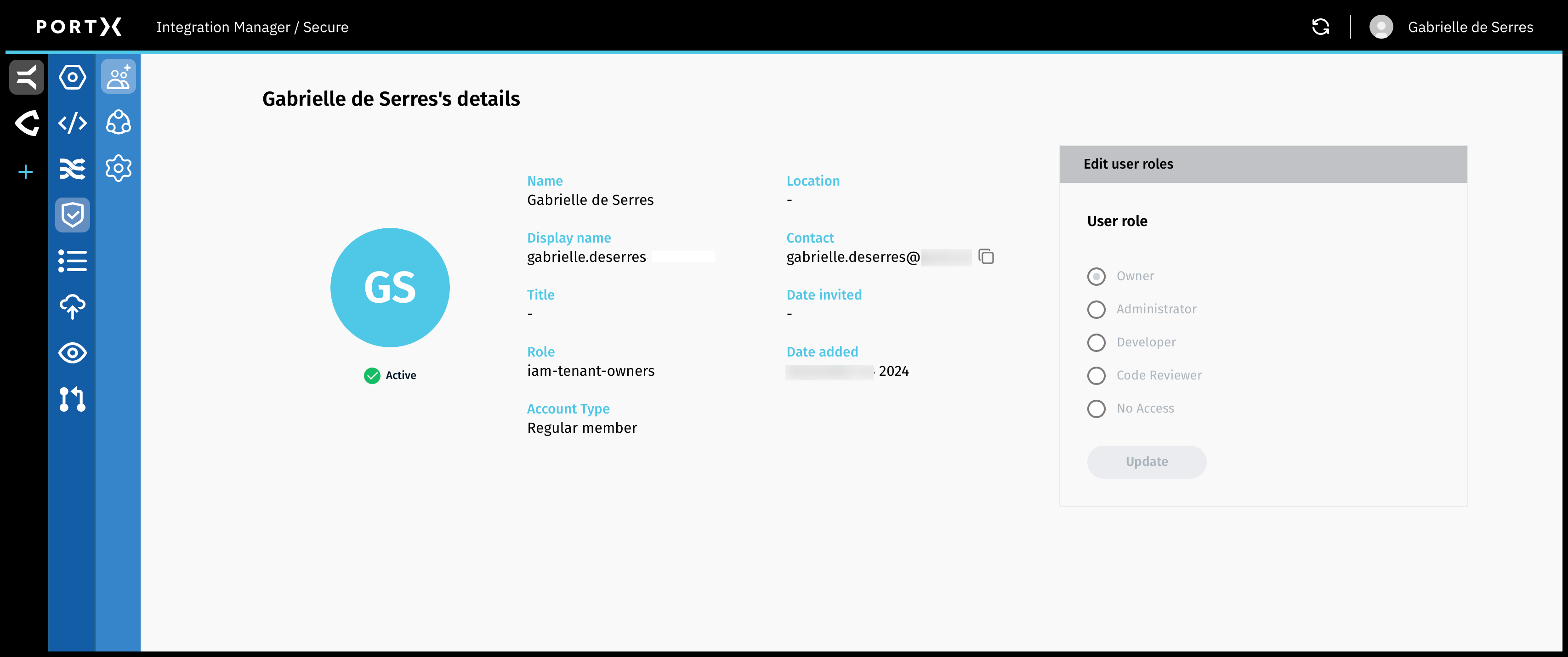 Figure 29. The Secure Module—Manage Users—User Record of the User Themselves
