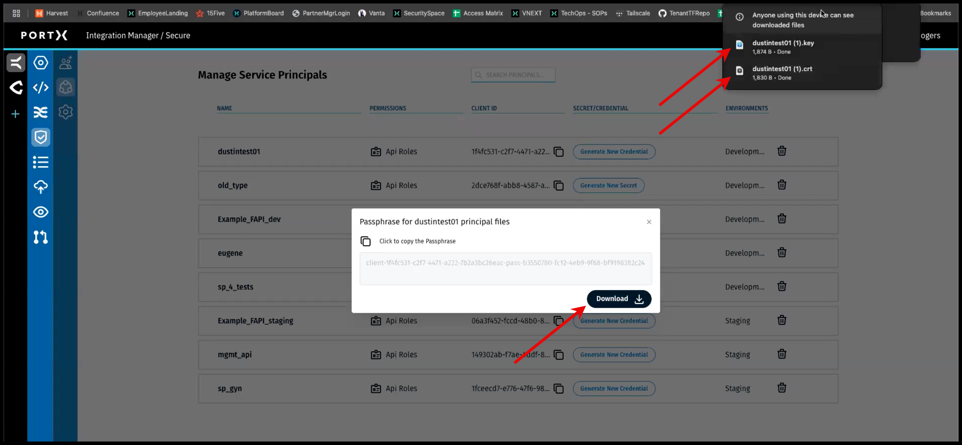 Figure 82. Passphrase Window—Download Key and Certificate Files